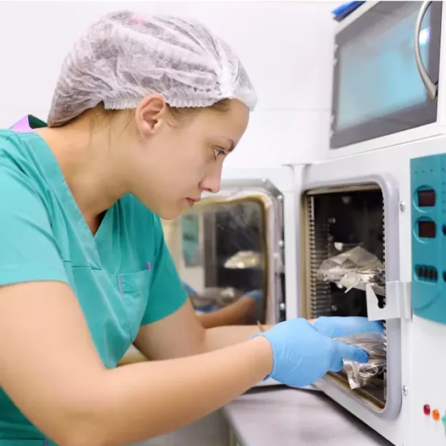 Proceso de esterilización del instrumental en Clínica Dental Isabel Cuesta